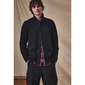 Barbour Bay Shawl Collar Wool Cardigan Navy Blue Sweater Sz XL Button Front Knit